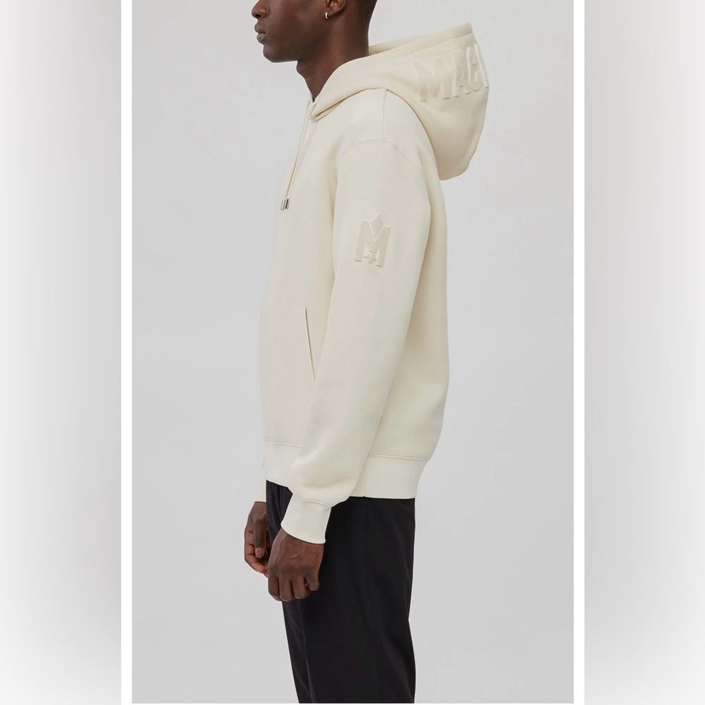 MACKAGE Cream Embossed Logo Mens Hoodie .. Size Small